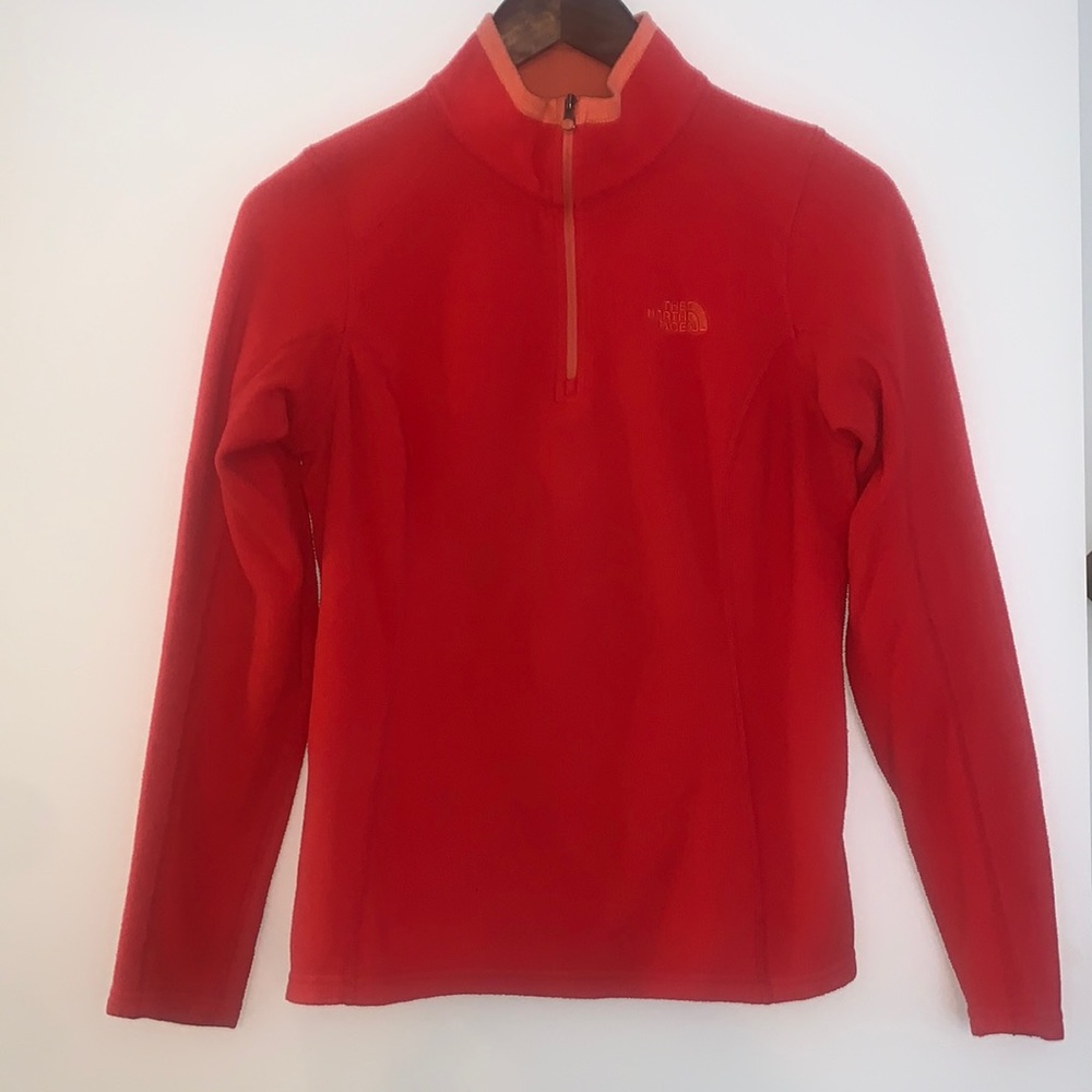 North Face 1/4 Zip Fleece - Bright Coral Size Small